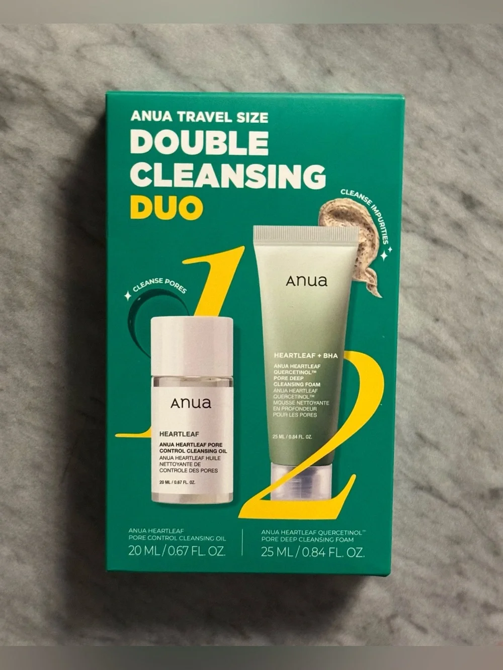 Anua Double Cleansing Duo Set Cleansing Oil, Cleansing Foam Heartleaf NEW IN BOX